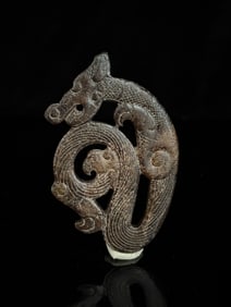 A piece of Hetian jade dragon and phoenix pendant