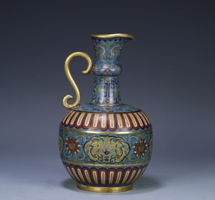 A Qing Qianlong cloisonné double dragon play beads entwined branches flower wine jug