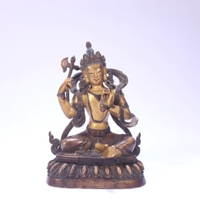 A piece of Qing Dynasty copper clay gold six-grade Buddha House Buddha Mother