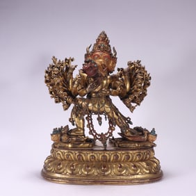 A piece  of early Qing bronze gilt Daweide King Kong