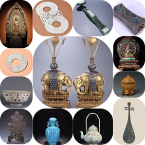 A piece of Qing Yongzheng year green pastel flower inscription poem like ear