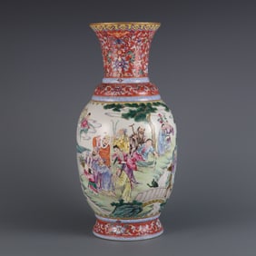 A  piece of Qing Qianlong year made pastel group of immortals to celebrate the birthday of the