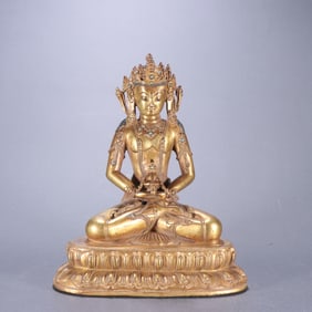 A piece of Ming Dynasty bronze gilt longevity Buddha