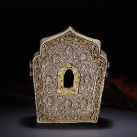 A Tibetan old silver Karma black box