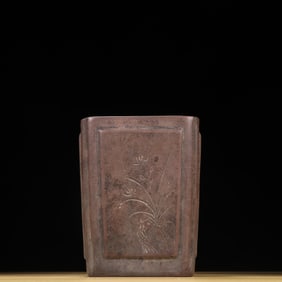 A piece of Stone Forest He's old purple sand orchid poetry pen holder