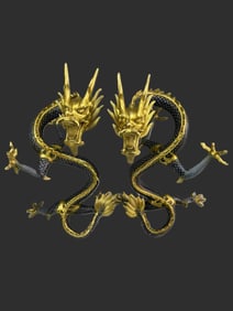 A pair of copper tires handmade cloisonné enamel cloisonné (a pair of five-clawed golden dragons)