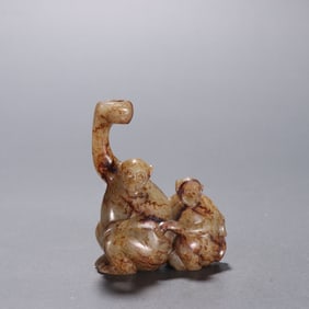 A Ming Dynasty Hetian jade spirit monkey carving