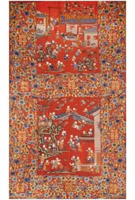 A piece  of yarn embroidered with a hundred children