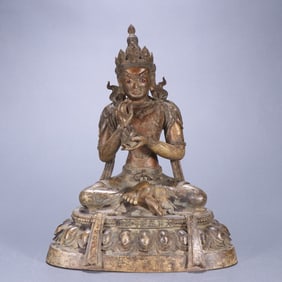 A Qing Dynasty bronze gilt six-grade Buddha tower statue of the Heavenly Mother