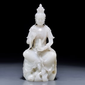 A piece  of Hetian jade Buddha statue