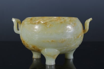 A piece of Hetian jade Shakyamuni furnace