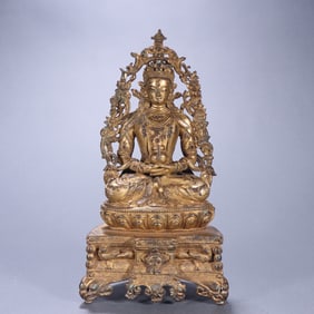 A piece of Qing Dynasty bronze gilt Amitayus Buddha