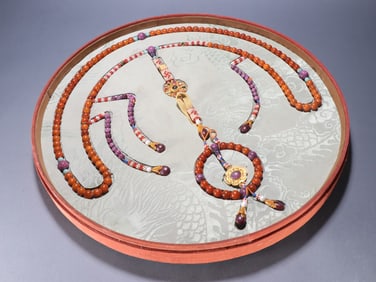 A Qing Dynasty beeswax dynasty bead eighteen sons hold a set