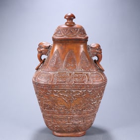 A Qing Dynasty bamboo carved carved branch lotus pattern vase