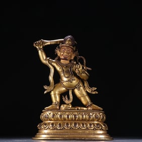 A Ming bronze gilt statue of the Ming King