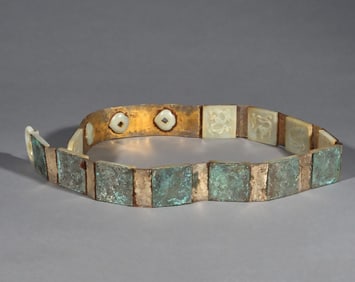 A piece of Liao Dynasty gold inlaid with jade dragon pattern ribbon