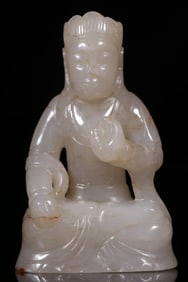 One piece of Yuan Ming: Hetian jade seed material with Qin jade Buddha