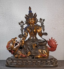 A bronze gilt six-rank Buddha Manjushri