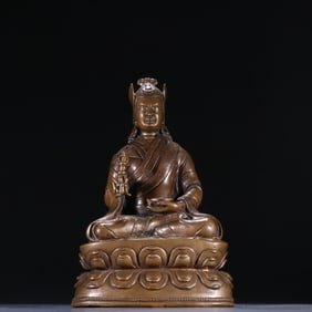 A Ming Dynasty alloy bronze Padmasambhava statue