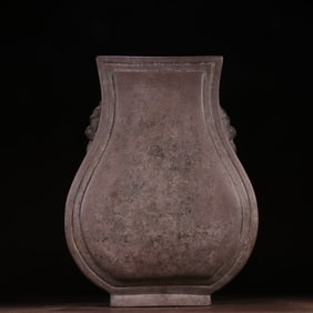 A piece of Chen Guangming old purple sand carved horse pattern square bottle