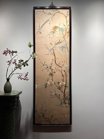 A piece of late Qing Dynasty Republic of China plain and elegant atmosphere flowers and birds