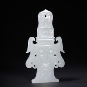 A piece of white jade face pattern jade ornament