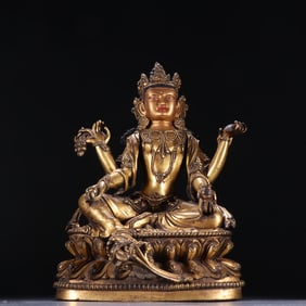 A piece of Qing bronze gilt wealth continues the Buddha's mother