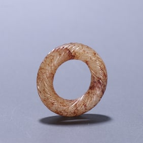 A piece of Han Hetian jade spiral jade ring