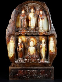 A piece of Hetian Jade Cave Buddha