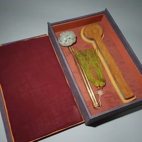 A piece of Hetian jade silver gilt everything goes well