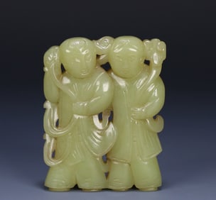 A Hetian topaz Ruyi boy carving