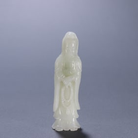 A Qing Hetian jade Guanyin statue