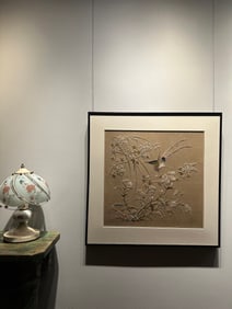 A piece of late Qing flowers and birds Cantonese embroidery