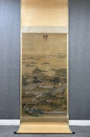 A large-scale silk copy of Qiu Ying (court grand meeting).