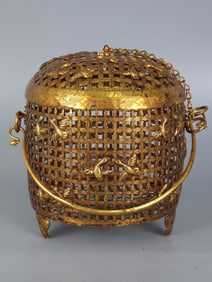 A piece of bronze gilt birdcage