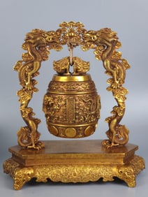 A bronze gilt yellow clock