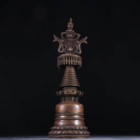 A piece of Qing Tibetan bronze fetal stupa