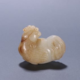 A Qing Hetian jade chicken ornament