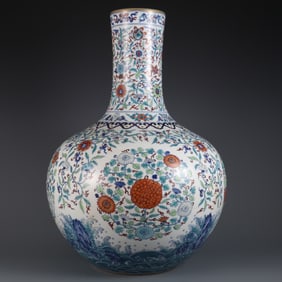 A piece of the Qing Yongzheng year made doucai water wave longevity stone group pattern large