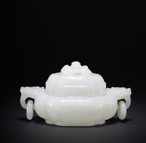 One piece of Hetian Yulong ear cover furnace