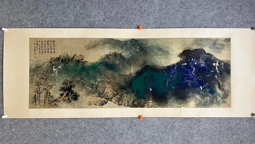 A splash of color landscape painting by Zhang Daqian
