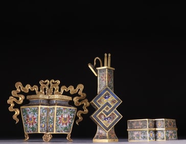 A piece of clear copper cloisonn é  cloisonn é  enamel furnace bottle box three