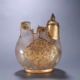 A piece of crystal-clad gold dragon pattern leather pouch pot