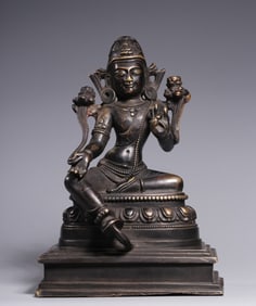 A Qing Dynasty bronze seated statue of Tara