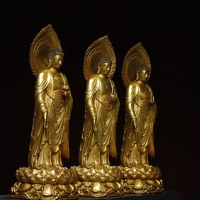A set of bronze gilt [Three Buddhas] Buddha statues