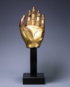 An eighteenth-century Tibetan Buddhism bronze gilt Buddha's hand