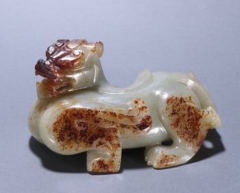 A Han Hetian jade beast ornament