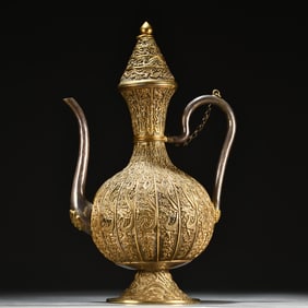A sterling silver gilt nine dragon pot
