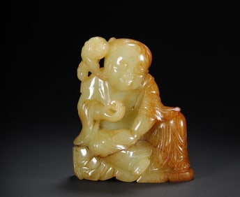 A piece of Hetian topaz bangs play toad ornament