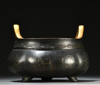 A bronze gilt filigree with dark eight immortal pattern incense burners